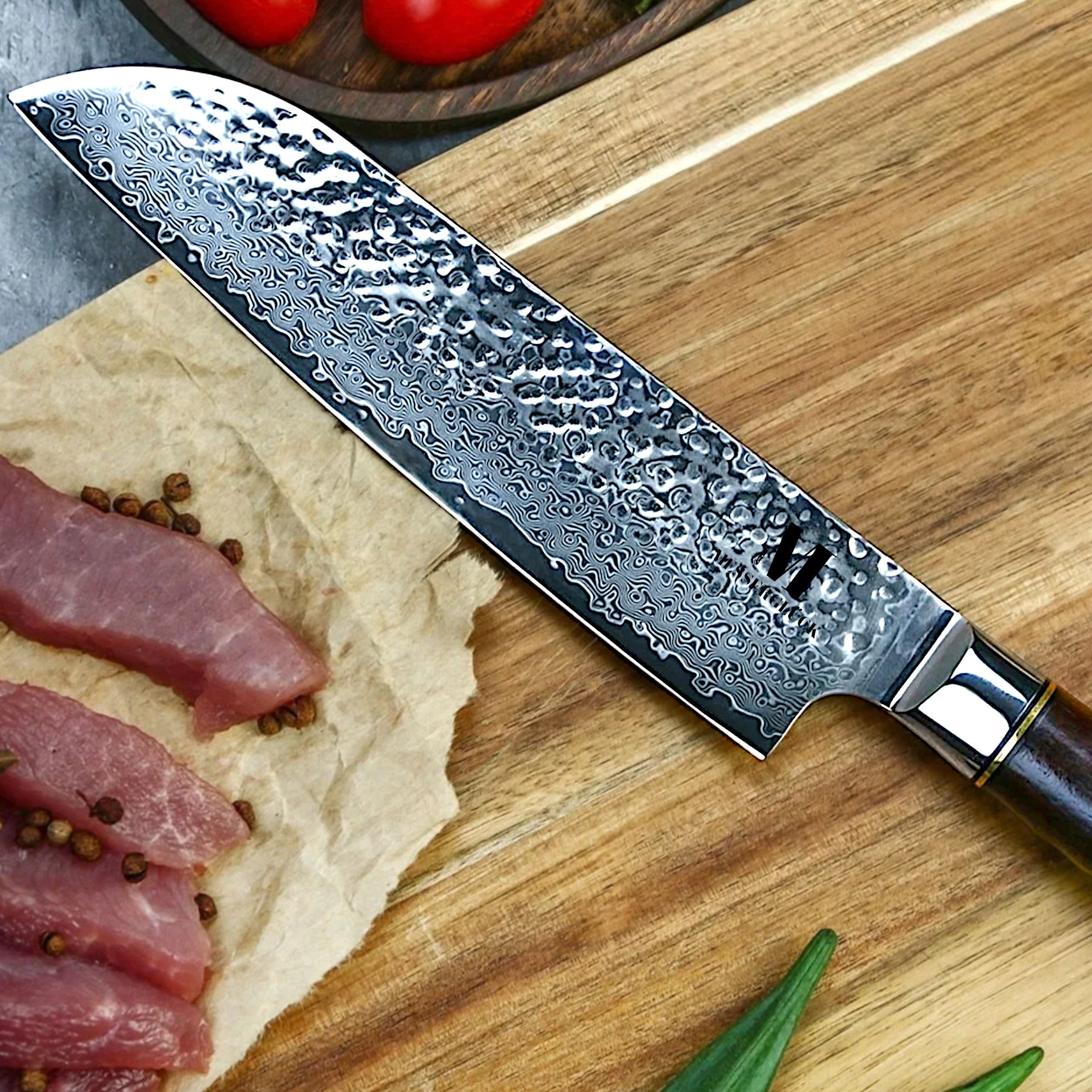 Teikoku line "Santoku" damascene