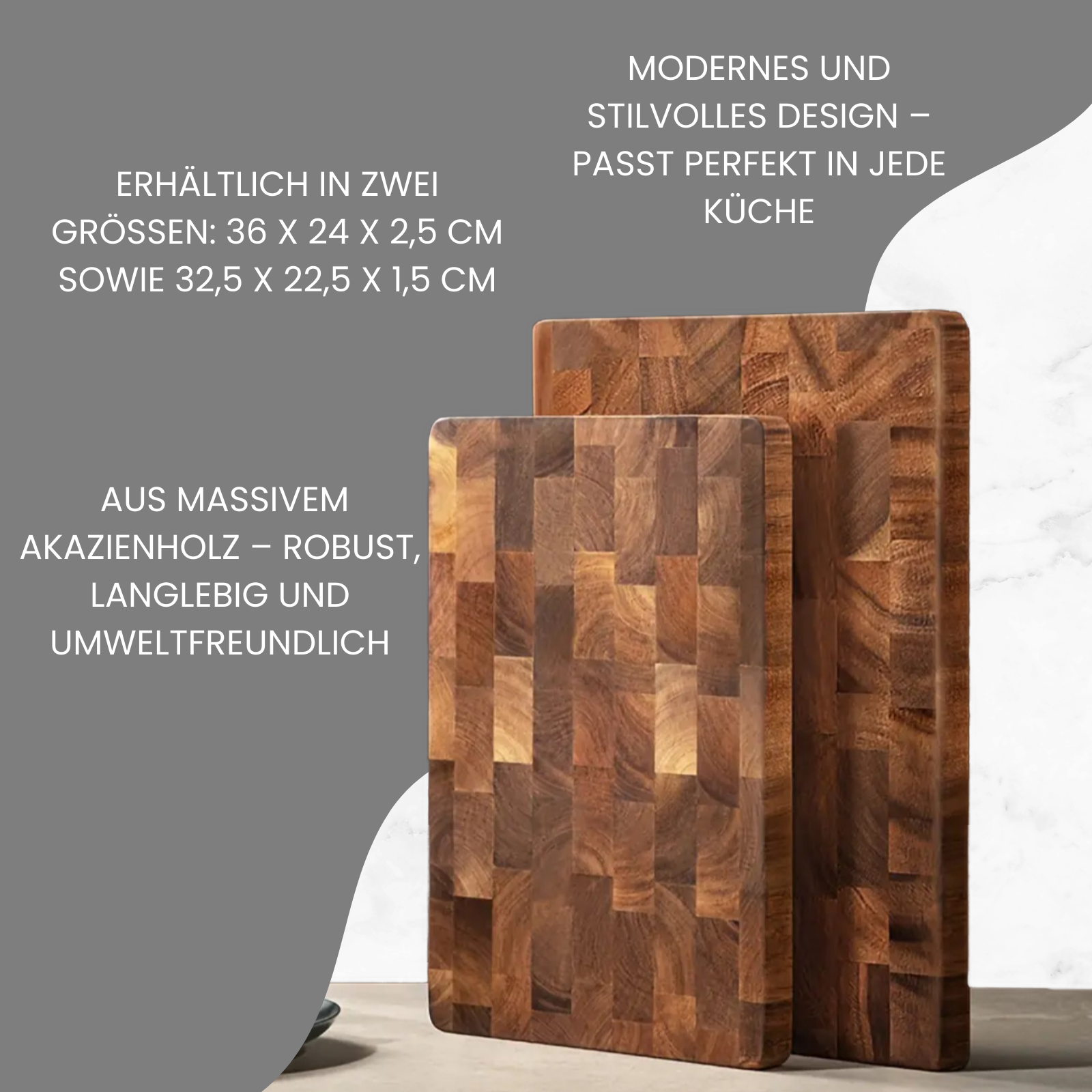 Premium cutting board made of solid, unglued pear wood - with a unique rotating handle