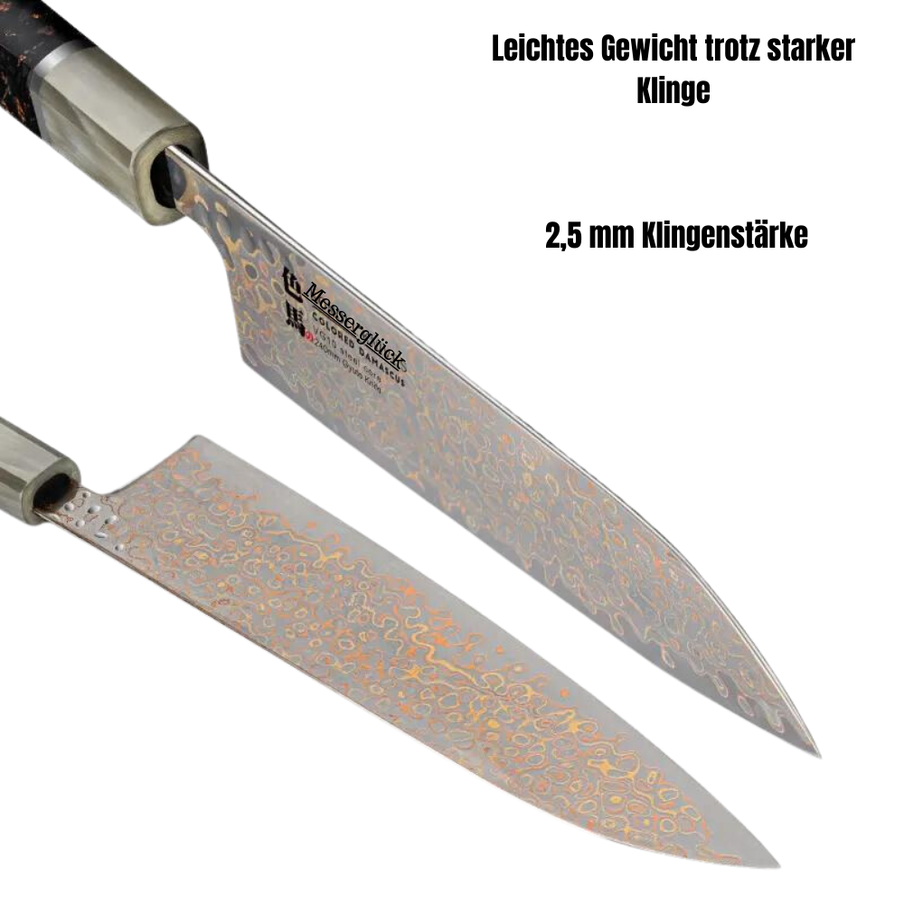 "GYUTO" Luxus-Damaststahl-Küchenmesser, VG-10 Kern, aus Kohlefaser und Kupfer
