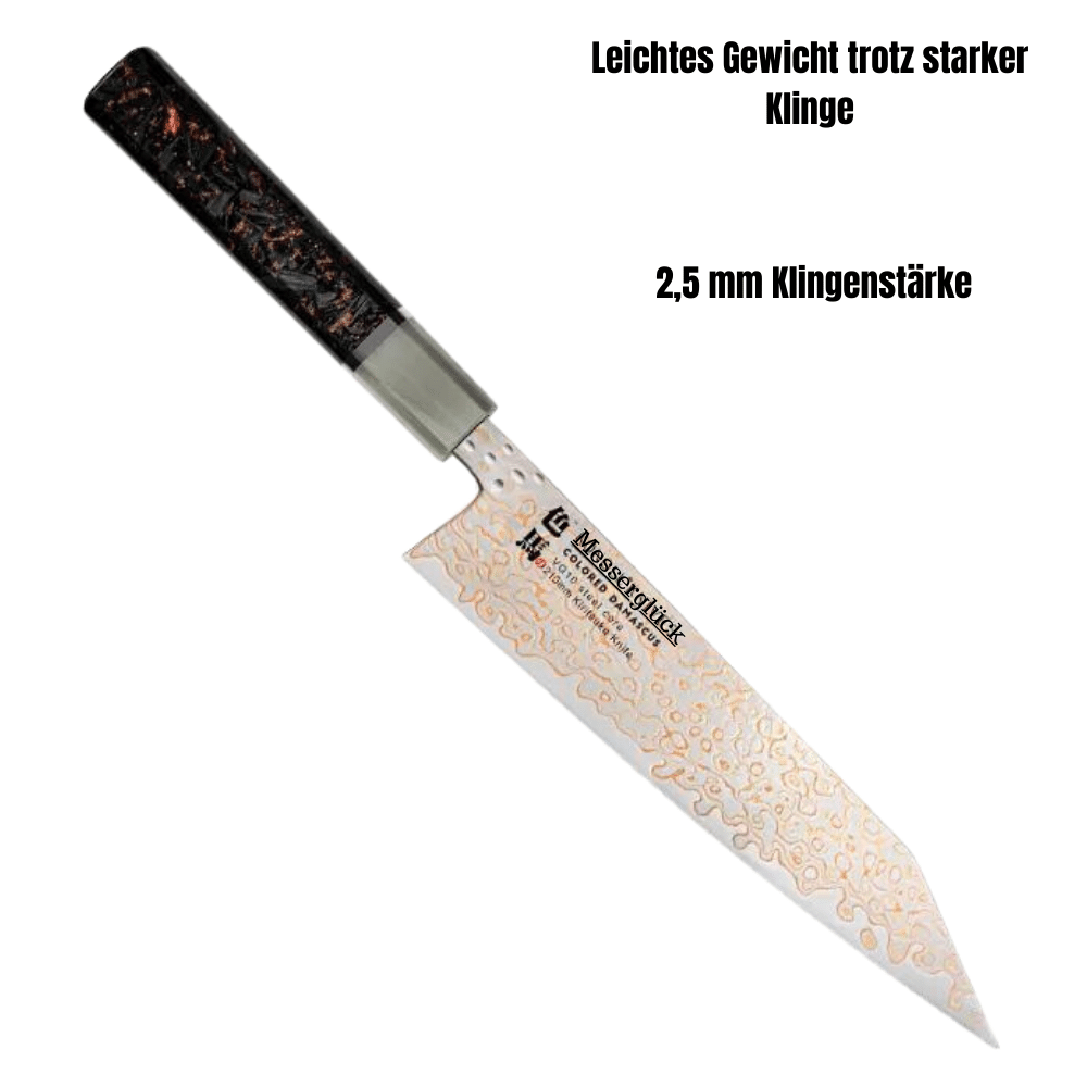 "KIRITSUKE GIGANT" Luxus-Damaststahl-Küchenmesser, VG-10 Kern, aus Kohlefaser und Kupfer