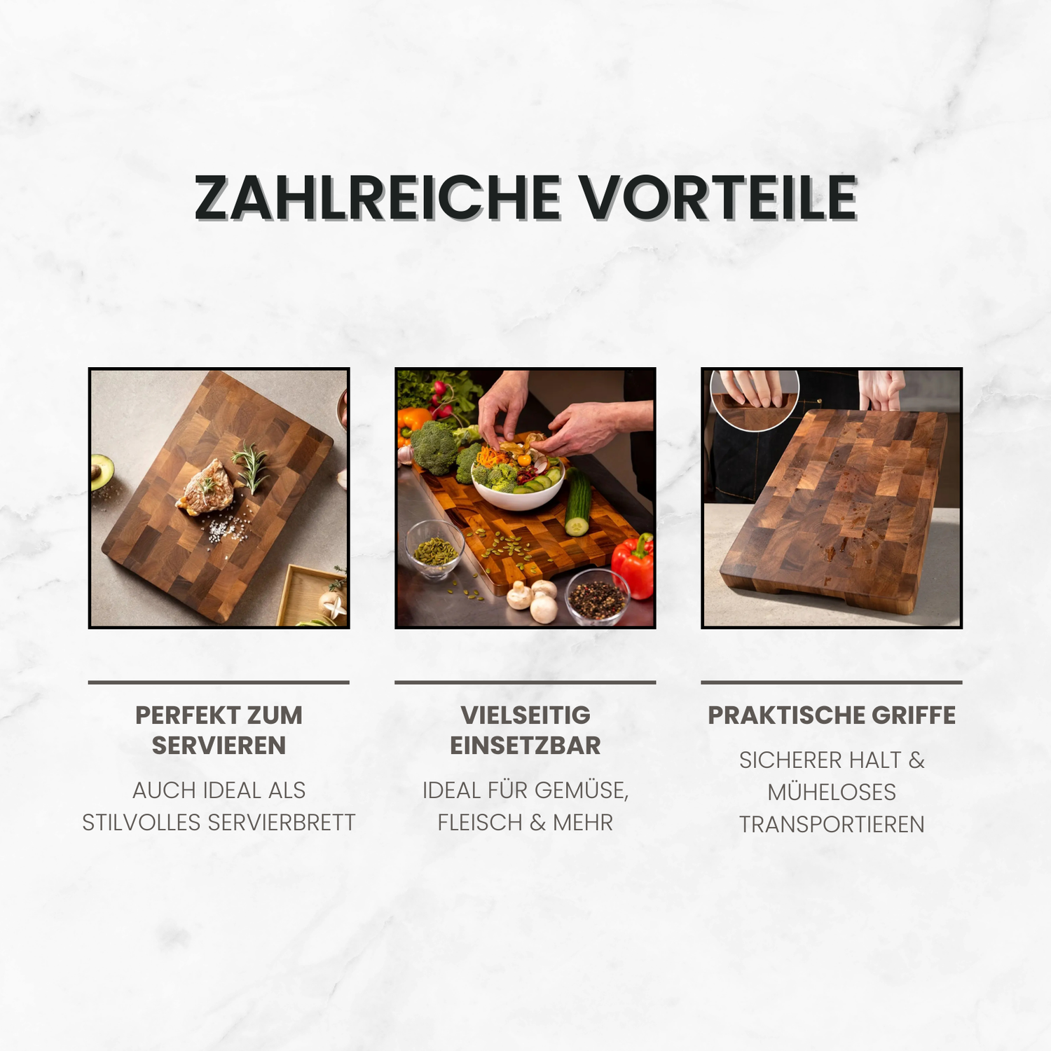 Premium cutting board made of solid, unglued pear wood - with a unique rotating handle