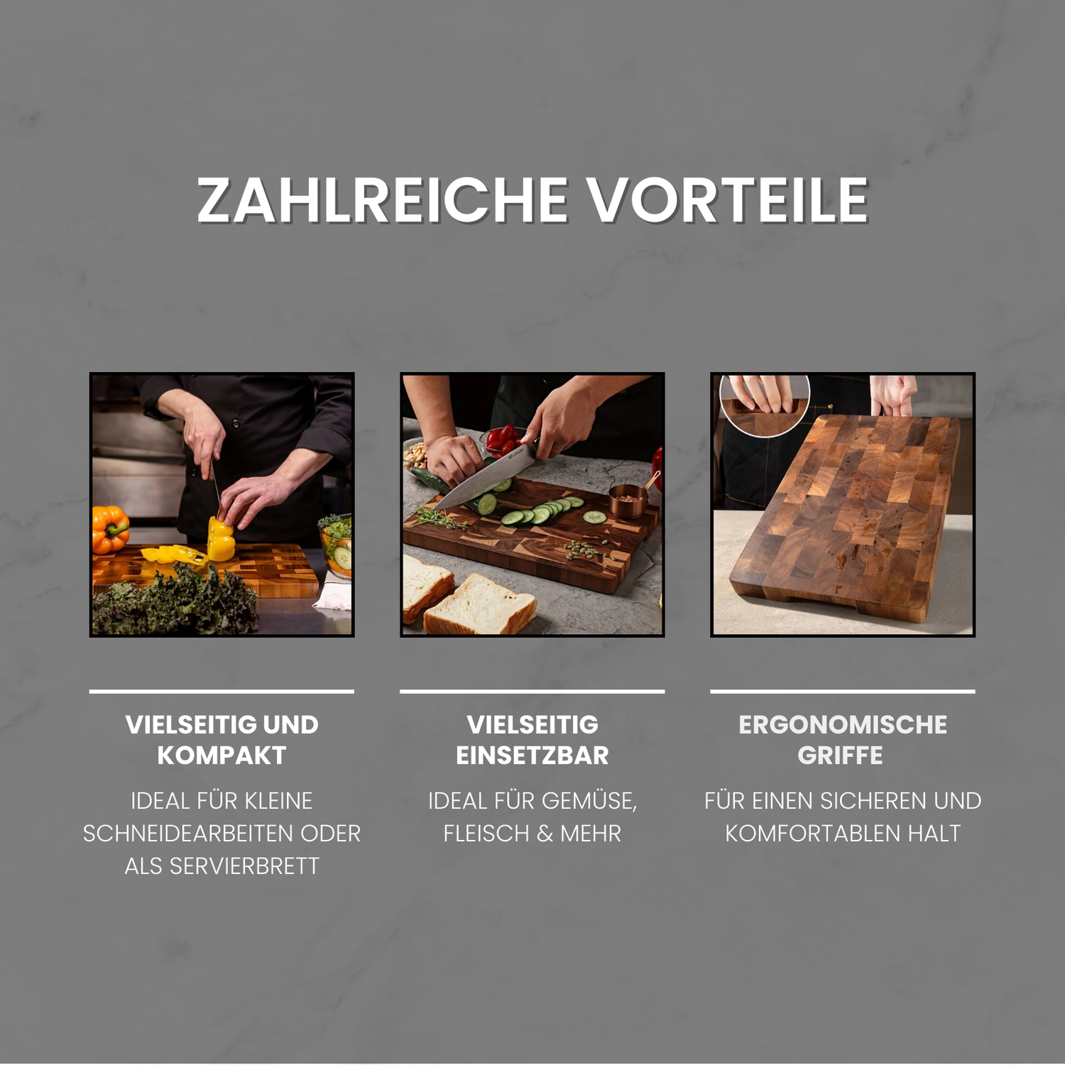 Premium cutting board made of solid, unglued pear wood - with a unique rotating handle