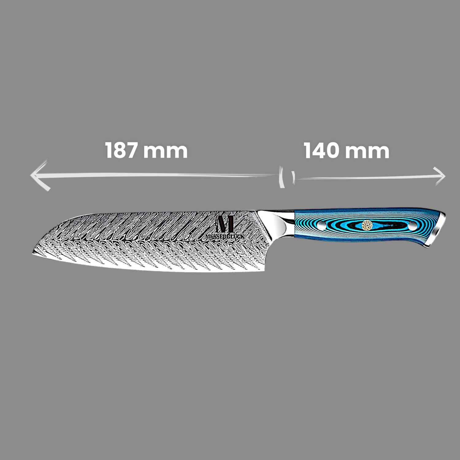 Shiroyama line "Santoku" damascene