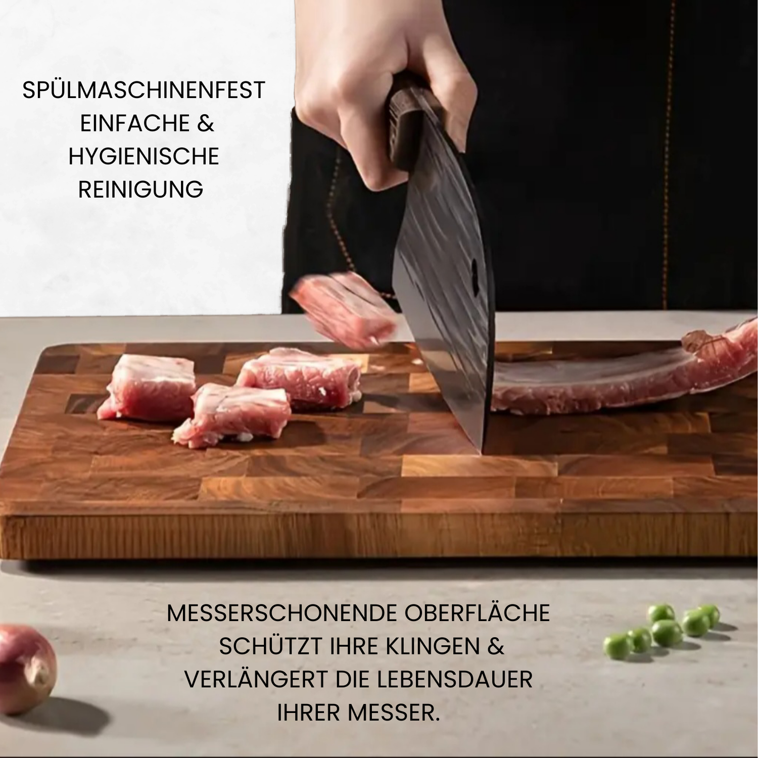 Premium cutting board made of solid, unglued pear wood - with a unique rotating handle