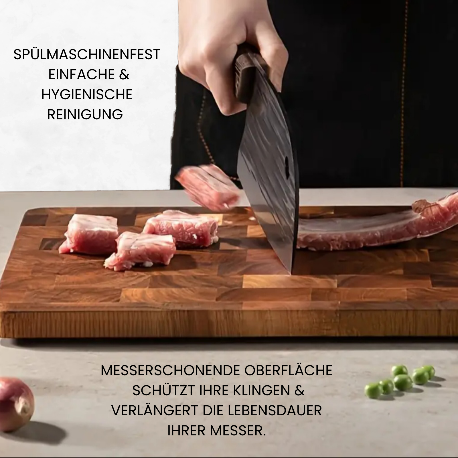 Premium cutting board made of solid, unglued pear wood - with a unique rotating handle