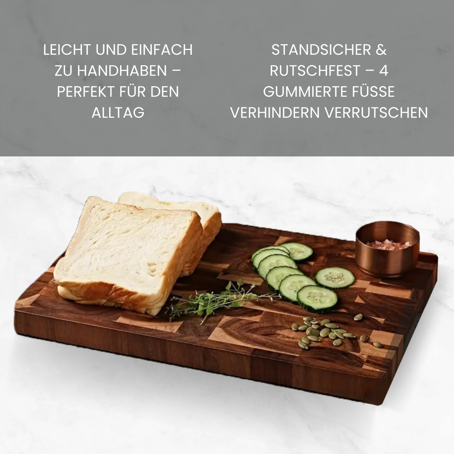 Premium cutting board made of solid, unglued pear wood - with a unique rotating handle