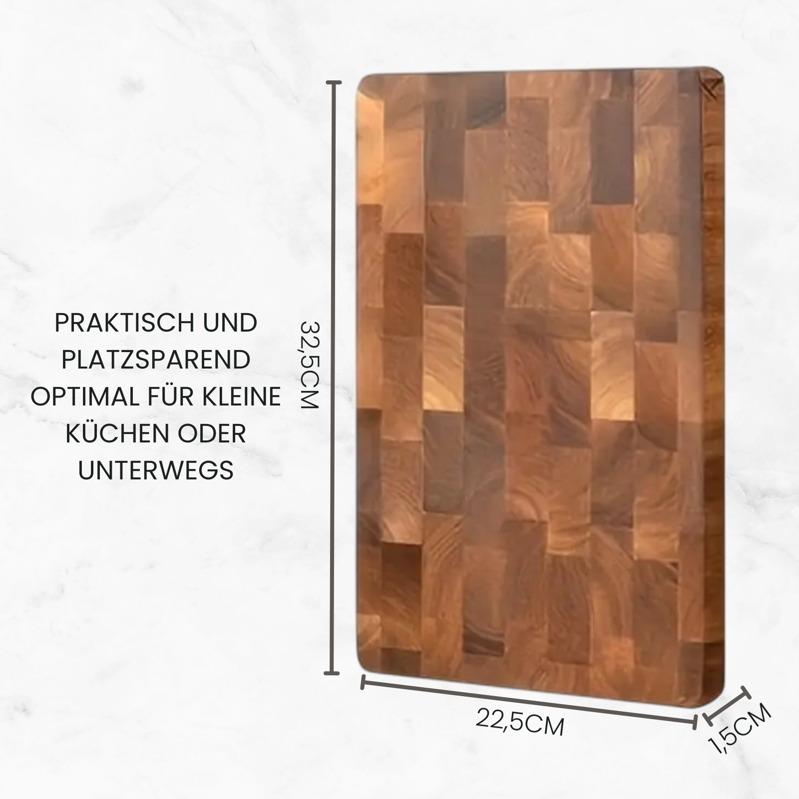 Premium cutting board made of solid, unglued pear wood - with a unique rotating handle