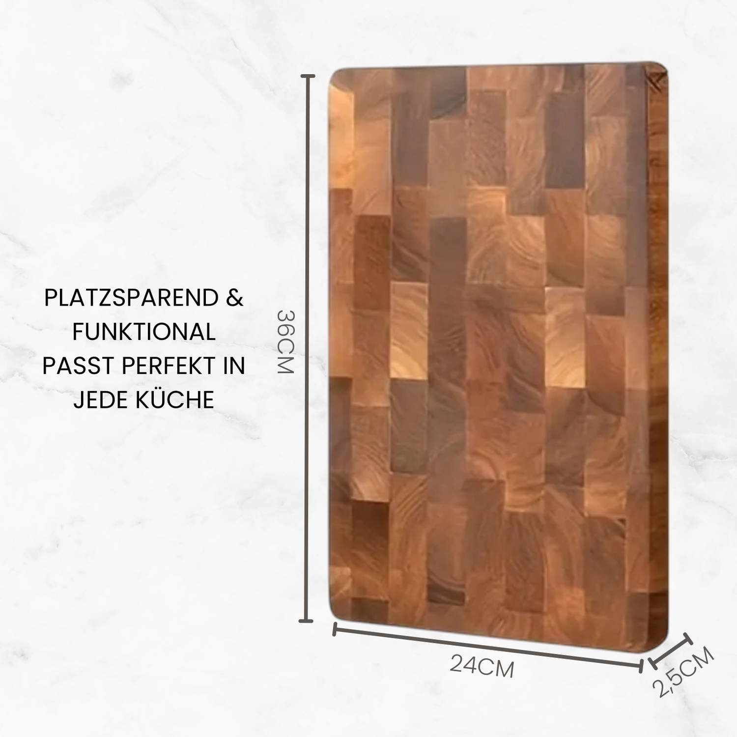 Premium cutting board made of solid, unglued pear wood - with a unique rotating handle