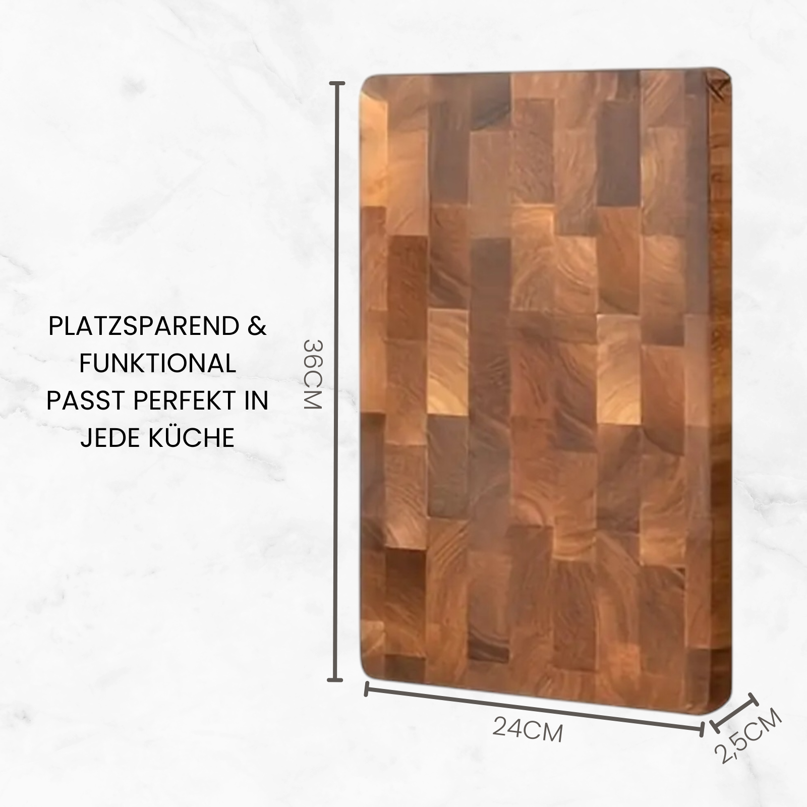 Premium cutting board made of solid, unglued pear wood - with a unique rotating handle