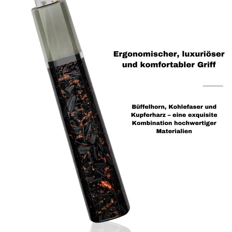 "GYUTO" Luxus-Damaststahl-Küchenmesser, VG-10 Kern, aus Kohlefaser und Kupfer