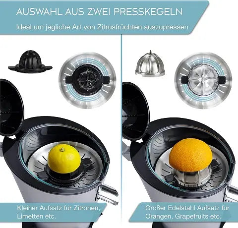 LEBENLANG Saftpresse elektrisch 600W - Inkl. Edelstahlkegel & BPA-Frei I Hohe Ergiebigkeit I Orangenpresse Zitruspresse Zitronenpresse Orangensaftpresse