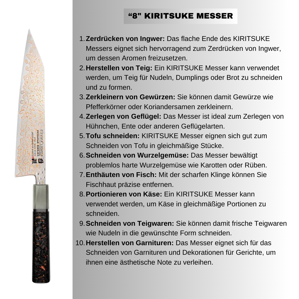 "KIRITSUKE GIGANT" Luxus-Damaststahl-Küchenmesser, VG-10 Kern, aus Kohlefaser und Kupfer