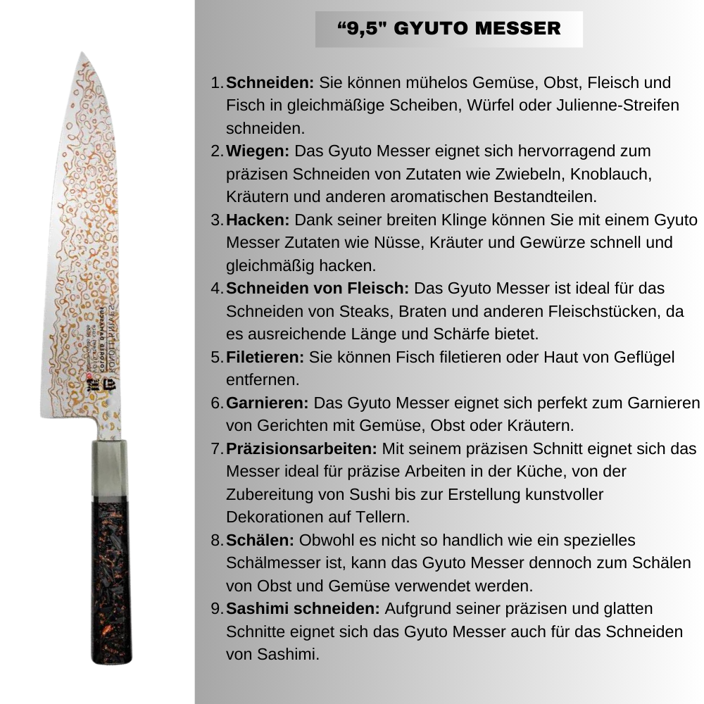 "GYUTO" Luxus-Damaststahl-Küchenmesser, VG-10 Kern, aus Kohlefaser und Kupfer