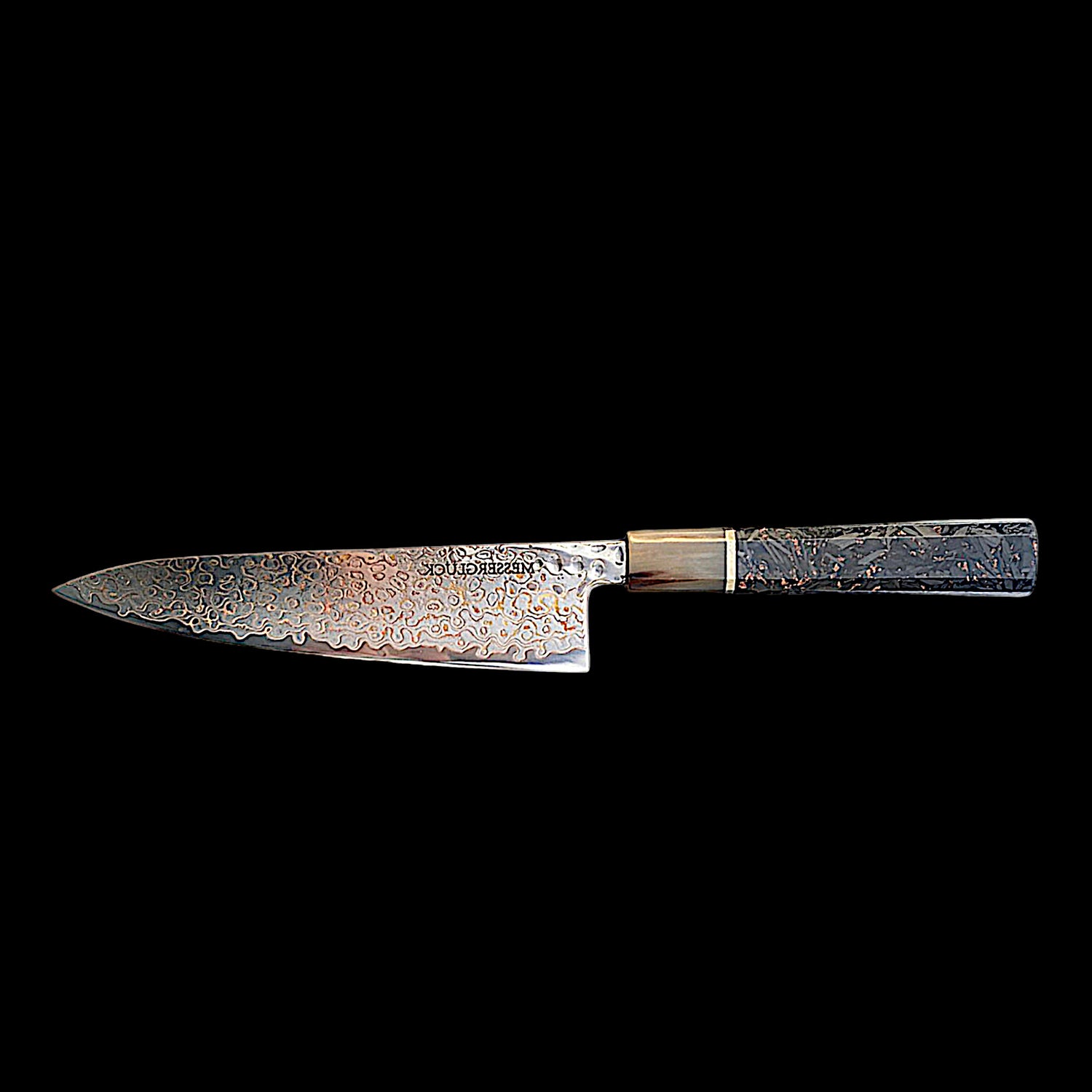 "GYUTO" Luxus-Damaststahl-Küchenmesser, VG-10 Kern, aus Kohlefaser und Kupfer