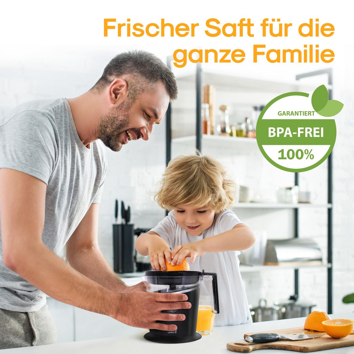 LEBENLANG Saftpresse elektrisch 800ml & Verstellbares Sieb - Orangenpresse, Zitruspresse, Zitronenpresse Obstpresse I Orangensaftpresse