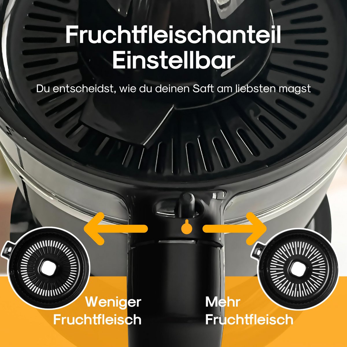 LEBENLANG Saftpresse elektrisch 800ml &amp; Verstellbares Sieb - Orangenpresse, Zitruspresse, Zitronenpresse Obstpresse I Orangensaftpresse