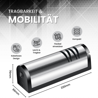 Messerglück® Elektrischer USB-Messerschärfer – Kabelloser Diamant-Schleifer für Messer &amp; Scheren