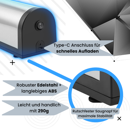 Messerglück® Elektrischer USB-Messerschärfer – Kabelloser Diamant-Schleifer für Messer &amp; Scheren