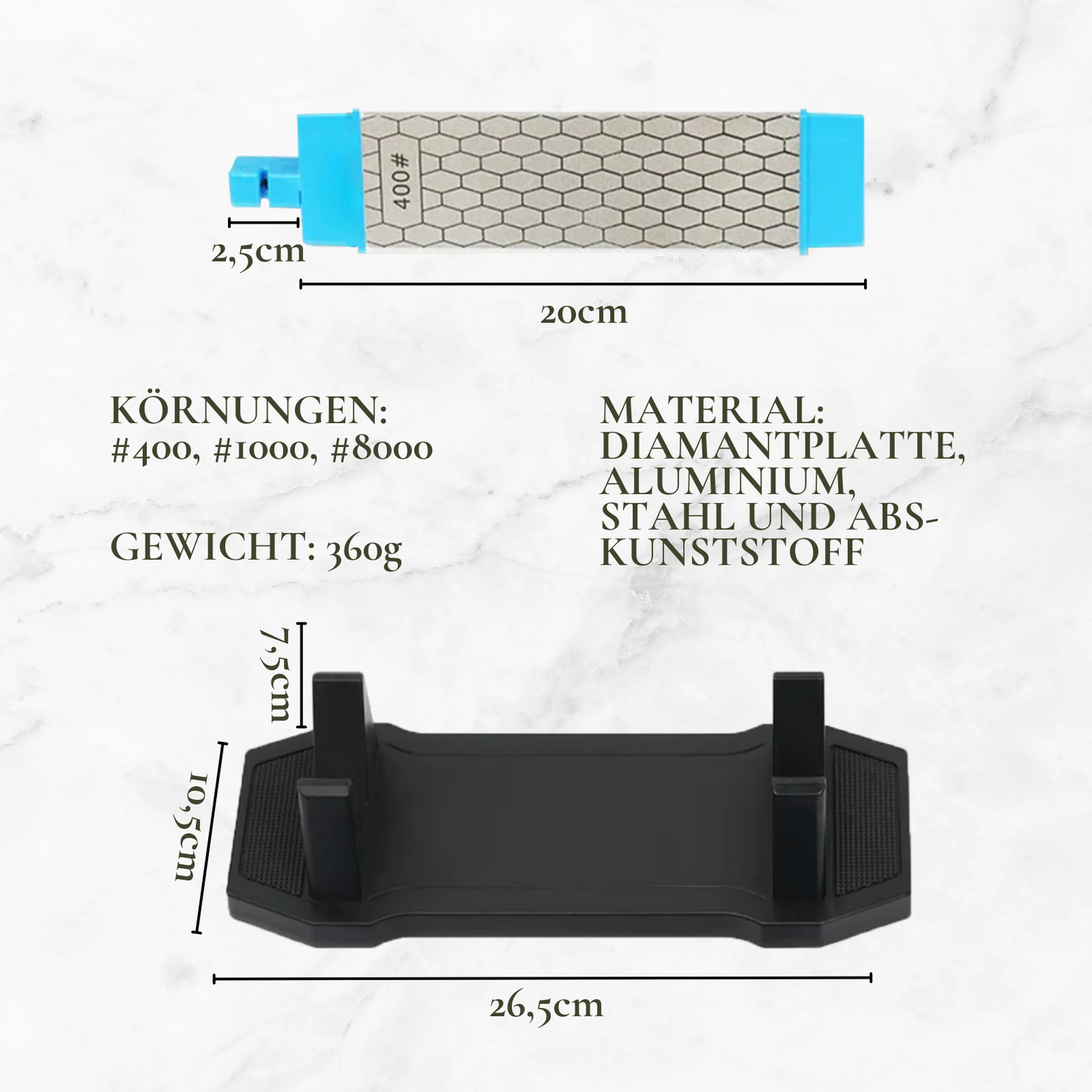 Dreiseitiger Diamant-Schleifstein 400/1000/8000 Körnung