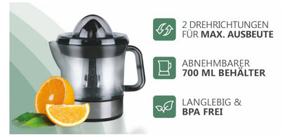 LEBENLANG Saftpresse elektrisch 700ml &amp; Verstellbares Sieb - Orangenpresse, Zitruspresse, Zitronenpresse Obstpresse I Orangensaftpresse