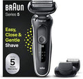 Braun Series 5 Elektrorasierer mit EasyClick Aufsatz, Barttrimmer, Wet & Dry - Weiß