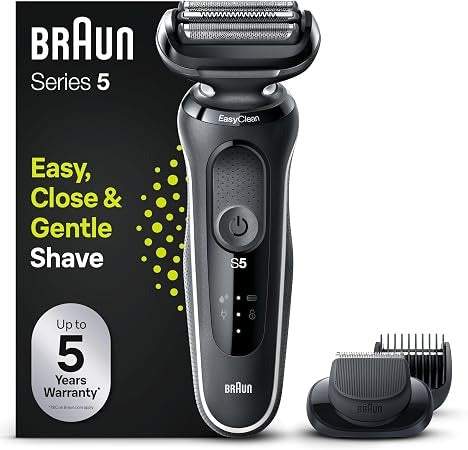 Braun Series 5 Elektrorasierer mit EasyClick Aufsatz, Barttrimmer, Wet & Dry - Weiß