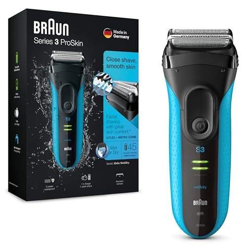 Braun Series 3 ProSkin 3040s Elektrorasierer Wet & Dry, Blau