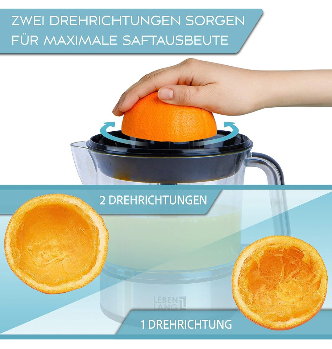 LEBENLANG Saftpresse elektrisch 700ml & Verstellbares Sieb - Orangenpresse, Zitruspresse, Zitronenpresse Obstpresse I Orangensaftpresse