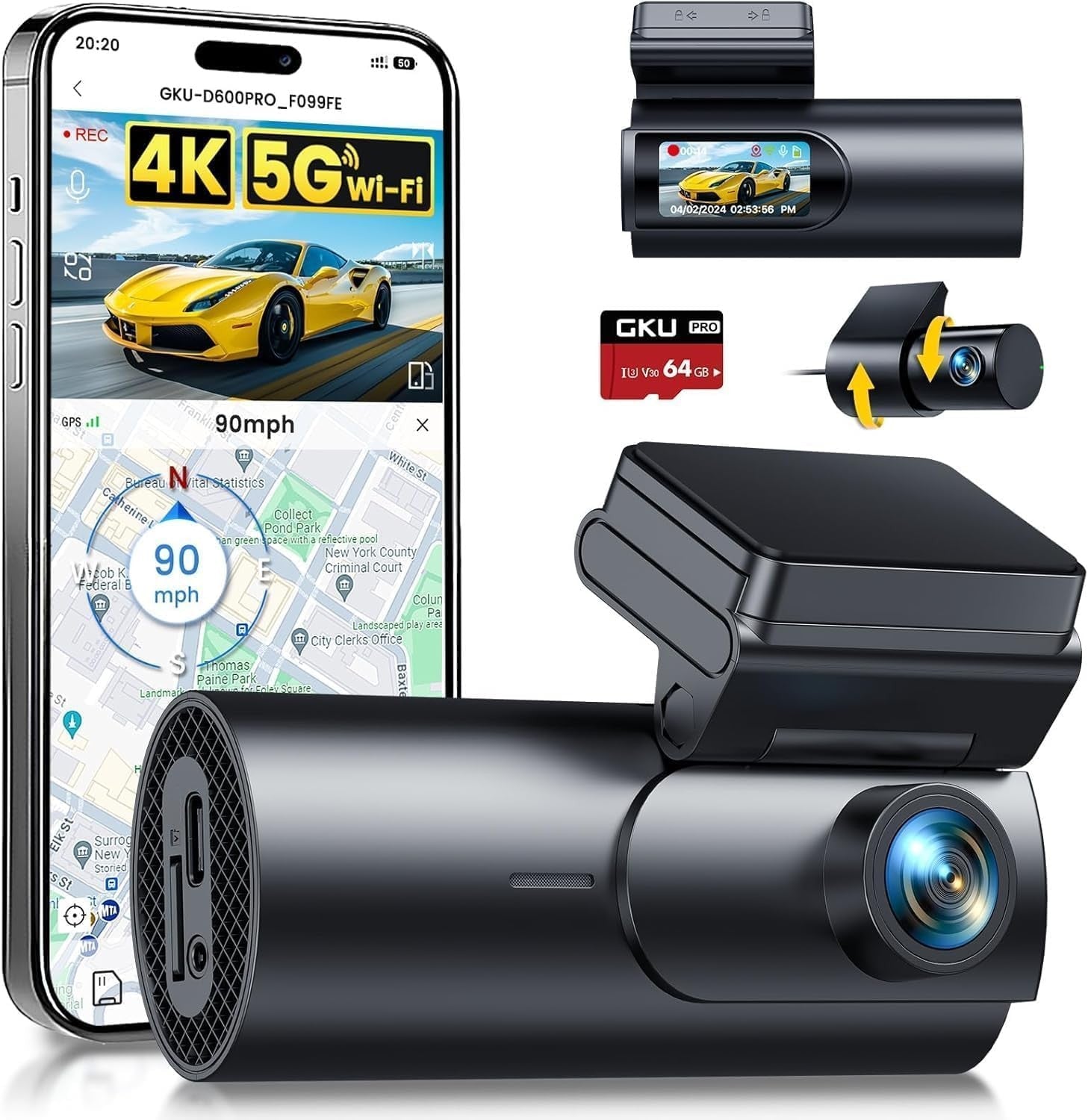 GKU D600Pro Dual Dashcam - Produktbild